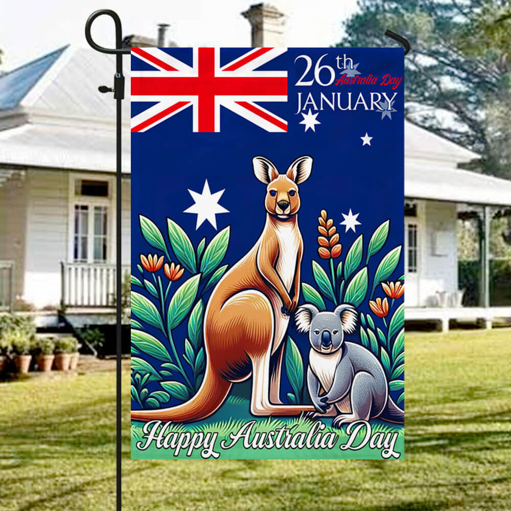 26th January Kangaroo And Koala Australia Flag Happy Australia Day Flag